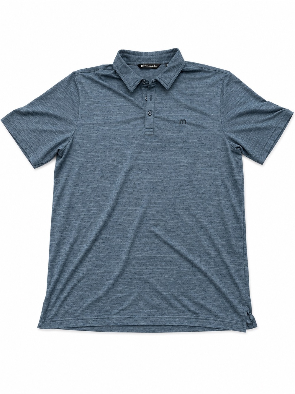 TravisMathew Polo Shirt Men’s XL Gray Blue Performance Golf Short Sleeve Stretch